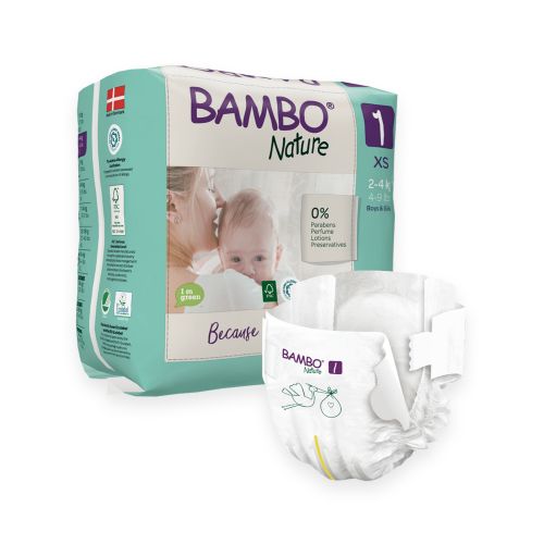 Bambo Nature Nappies – Size 1 (2–4kg) Eco-Friendly Newborn Diapers