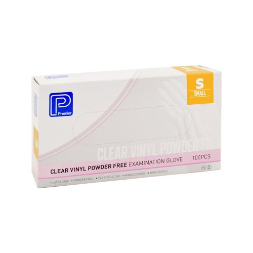 Premier Clear Vinyl Examination Gloves – Powder-Free (100 Pack)
