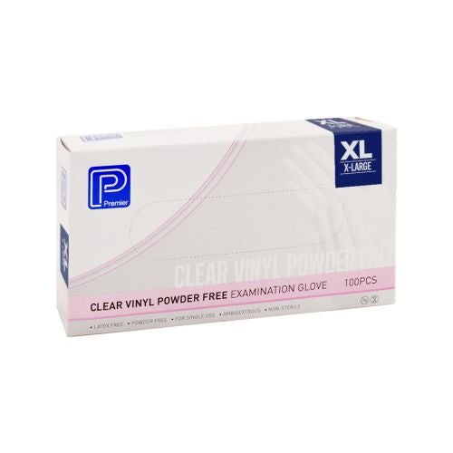Premier Clear Vinyl Examination Gloves – Powder-Free (100 Pack)