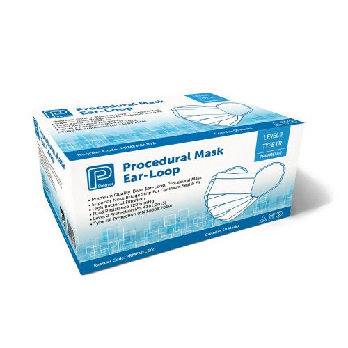 Procedure Face Mask with Ear Loops – Level 2 Barrier Protection (50 Pack)