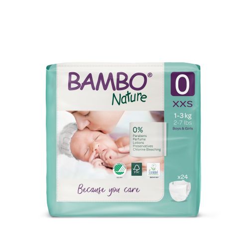 Bambo Nature Nappies – Size 0 (1–3kg) Eco-Friendly Newborn Diapers