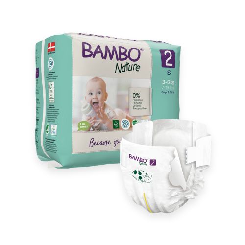 Bambo Nature Nappies – Size 2 (3–6kg) Eco-Friendly Baby Diapers
