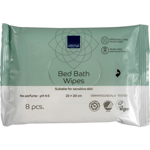 Abena Bed Bath Wipes – 20x23cm Rinse-Free Body Wipes (8-Pack)