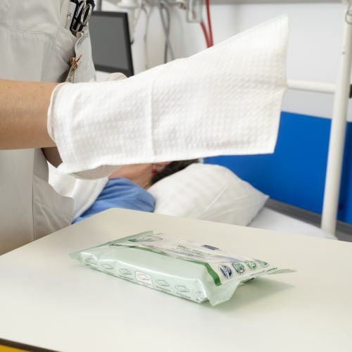 Abena Wet Wash Glove – 15x22cm Rinse-Free Washing Glove (8-Pack)